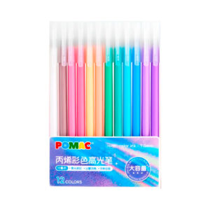 12 Plumas Tinta Acrílica Gel Pomac Colores Brillantes Vivos