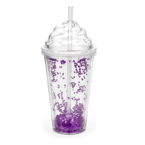 Vaso Acrílico Brillante Con Forma De Helado Y Popote (Morado)