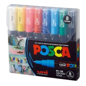 Posca Plumones Pc-1m 0.7 Mm Tonos Básicos 8 Piezas