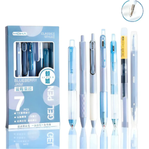 Set De Bolígrafo De Gel Tinta Negra Punta Fina 7 Pzas 5mm