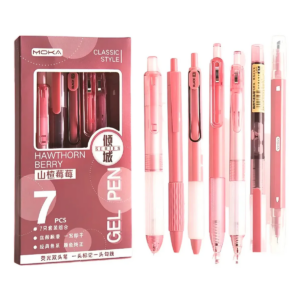 Set De Bolígrafo De Gel Tinta Negra Punta Fina 7 Pzas 5mm