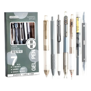 Set De Bolígrafo De Gel Tinta Negra Punta Fina 7 Pzas 5mm