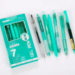 Set De Bolígrafo De Gel Tinta Negra Punta Fina 7 Pzas 5mm