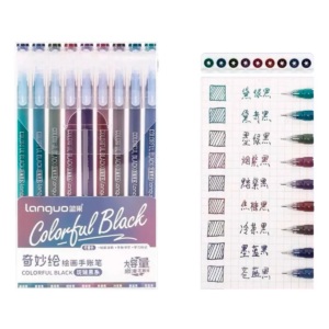 Bolígrafos Gel Fineliner Colores Variados 0.6 Mm (Colorful Black)
