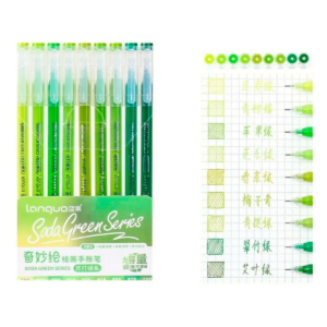 Bolígrafos Gel Fineliner Colores Variados 0.6 Mm (Soda Green Series)