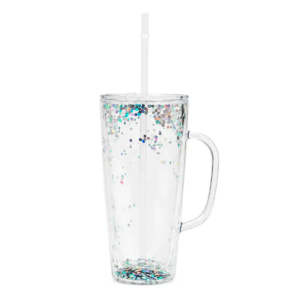 Vaso Acrílico Transparente Con Diamantina Y Tapa 650 Ml (Multicolor)